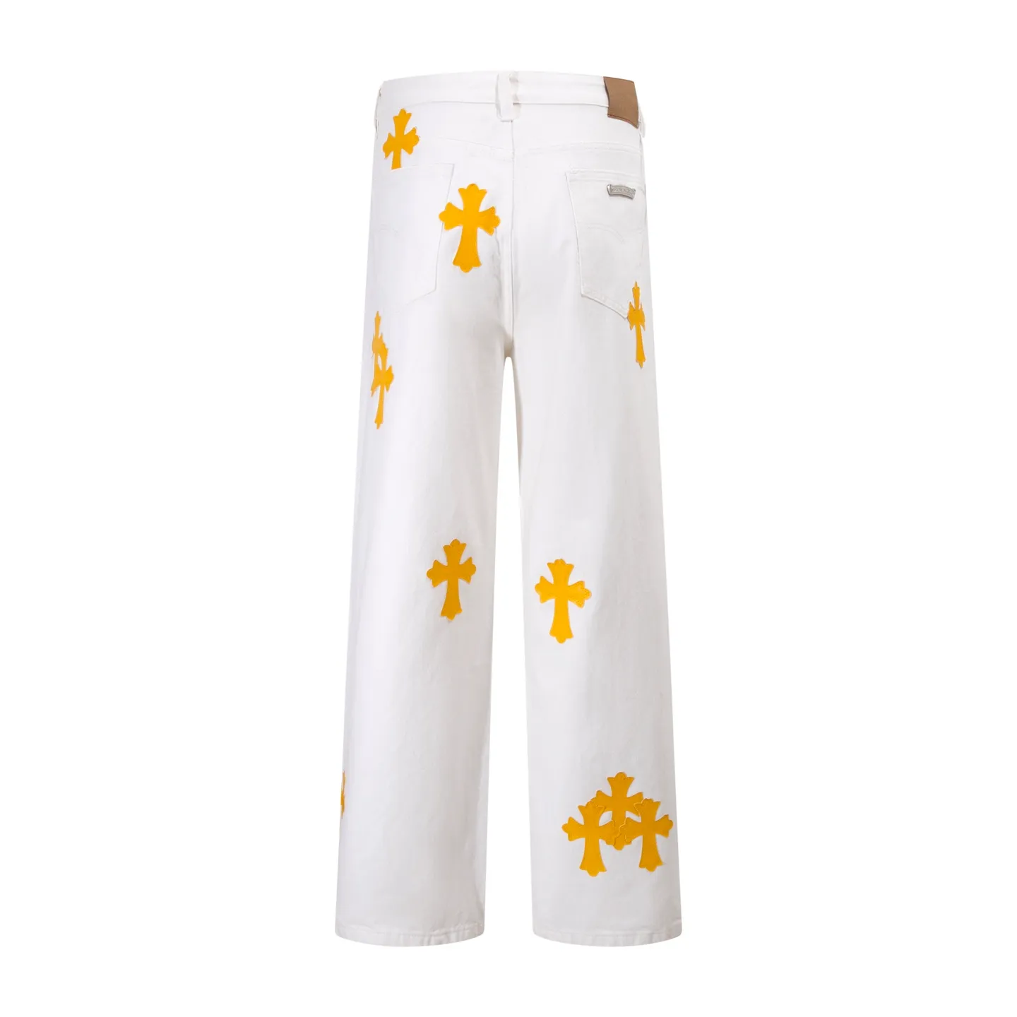 P210 Style number: H897 [Men's zipper style] Croxin & 𝐂𝐡𝐫𝐨𝐦𝐞 𝐇𝐞𝐚𝐫𝐭 ss25 new yellow Miami patchwork leather jeans. Styles with different washed textures are very friendly to people with thin legs. The slightly flared version perfectly modifies the leg shape. The timeless and moderate length makes it easy to match and match. It is the basis for various styles and is a must-have in your wardrobe! The fabric is stiff but also makes the upper body soft without losing texture. The washing process is even more perfect. It is a must-have item for everyone! ! ! Washed wheat, hang tag, pants label, complete with three labels Color: white Size: 30-32-34-36